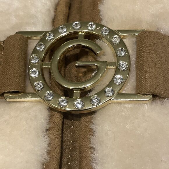 GBG BY GUESS Size 8.5M Brown Rhinestone Logo gg‎ Alstyn Boots New - Picture 2 of 10